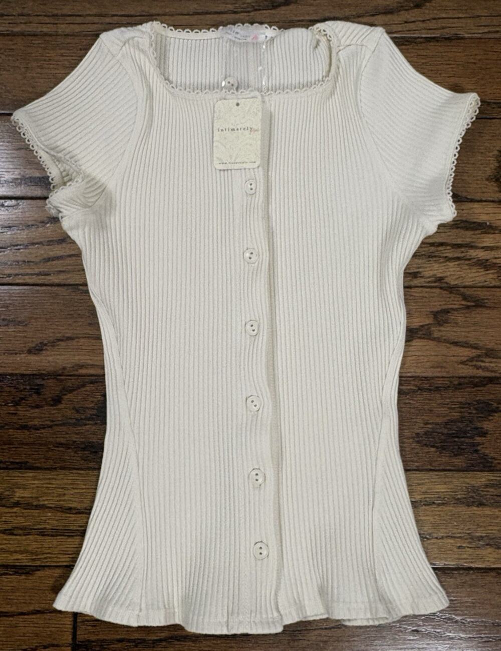 NWT Free People Intimately Most Wanted Cardi Top Ivory Cream Ribbed XS/S